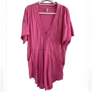Free People Why Not Romper in pink oversized size small.